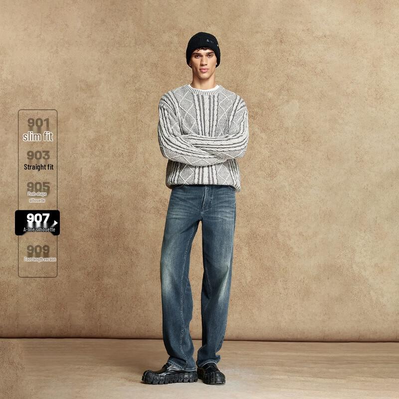 JACK&JONES Men's Loose Fit Embroidered Denim Jeans