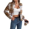 Autumn Women's Casual Plaid Long Sleeve Tweed Jacket