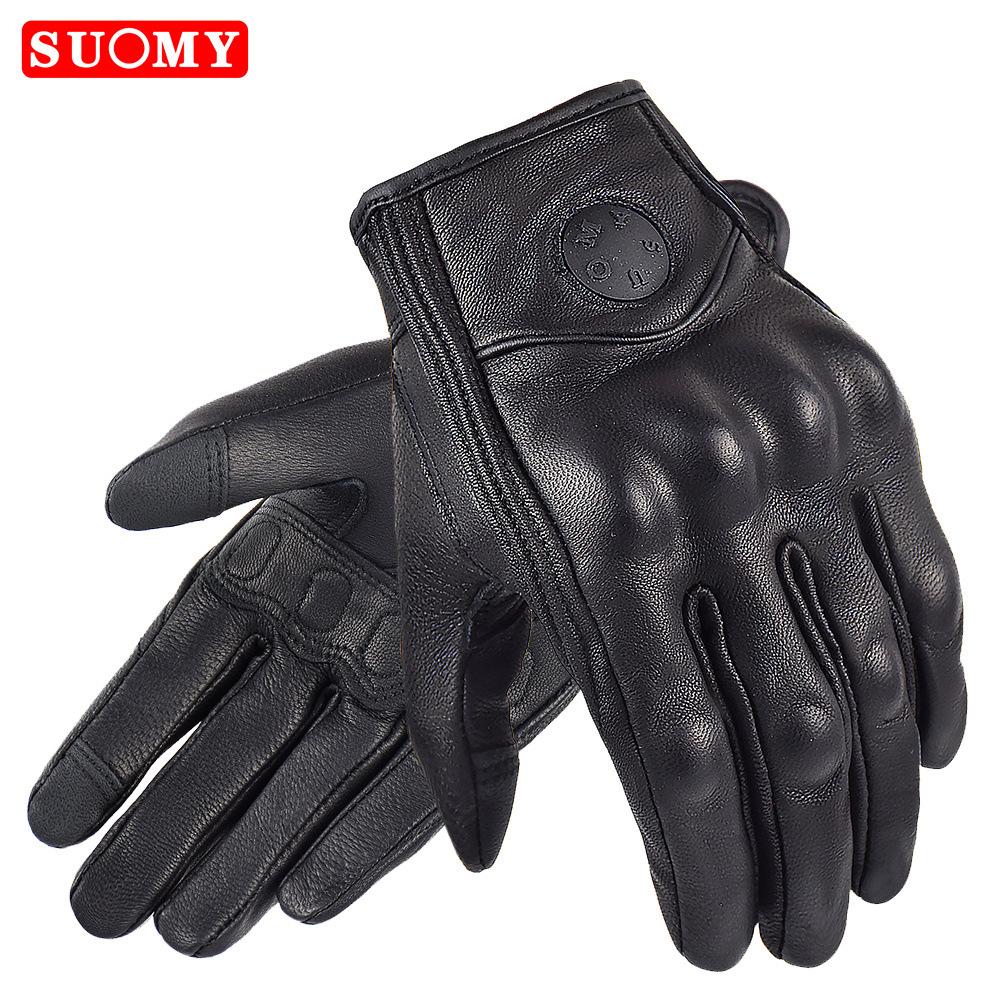 Full leather locomotive gloves men's and women's motorcycle riding equipment touch screen wear-resistant gloves cross-border