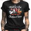 Christmas Chicken T Shirt Making A List It Twice Funny Holiday Santa Hats Apparel Rooster Vintage Top For Everyday Wear