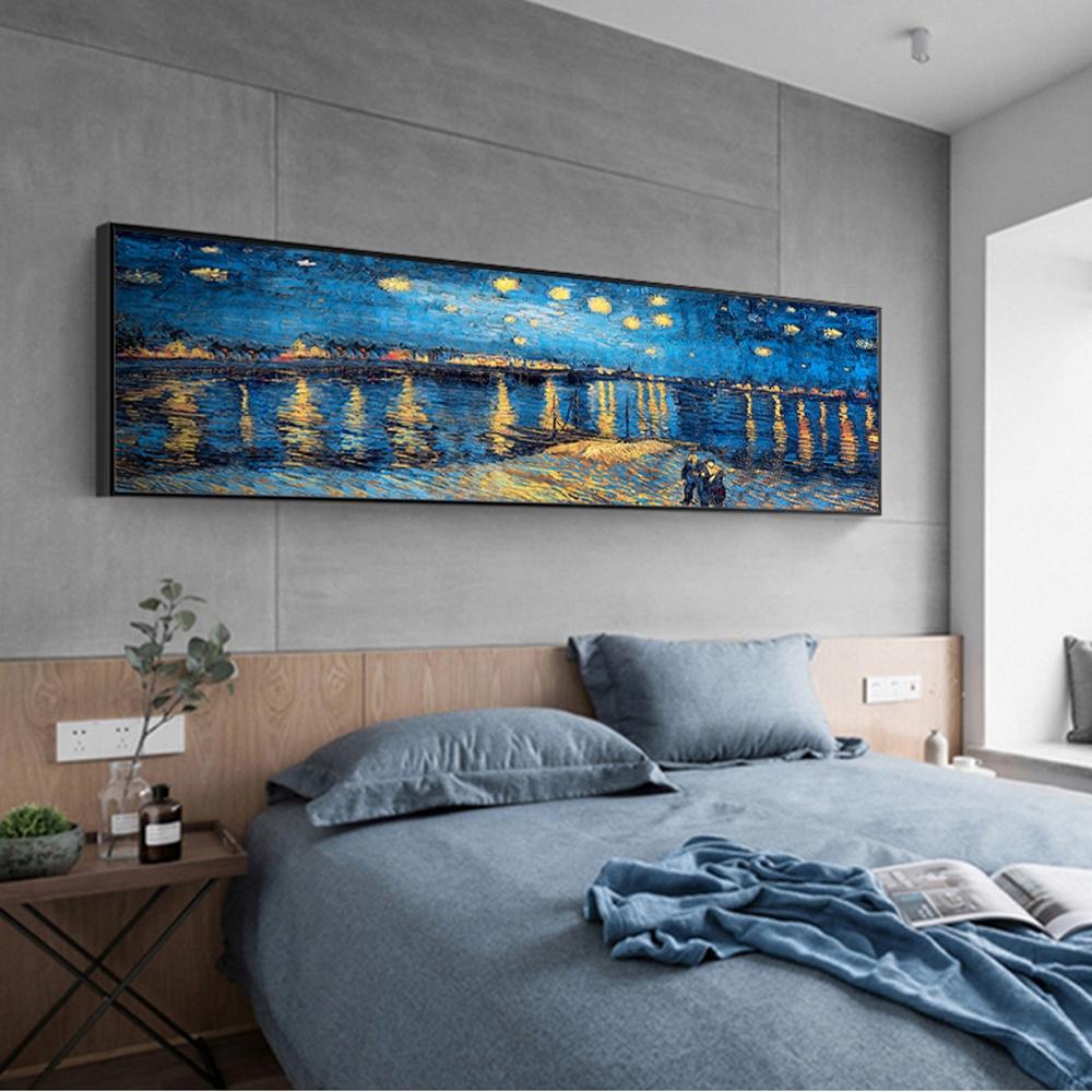 Stjärnenatt Oljemålningar Av Van Gogh Canvas Affischer och Tryck Berömda Impressionistiska Konstmålningar för Modernt Vardagsrum Cuadros