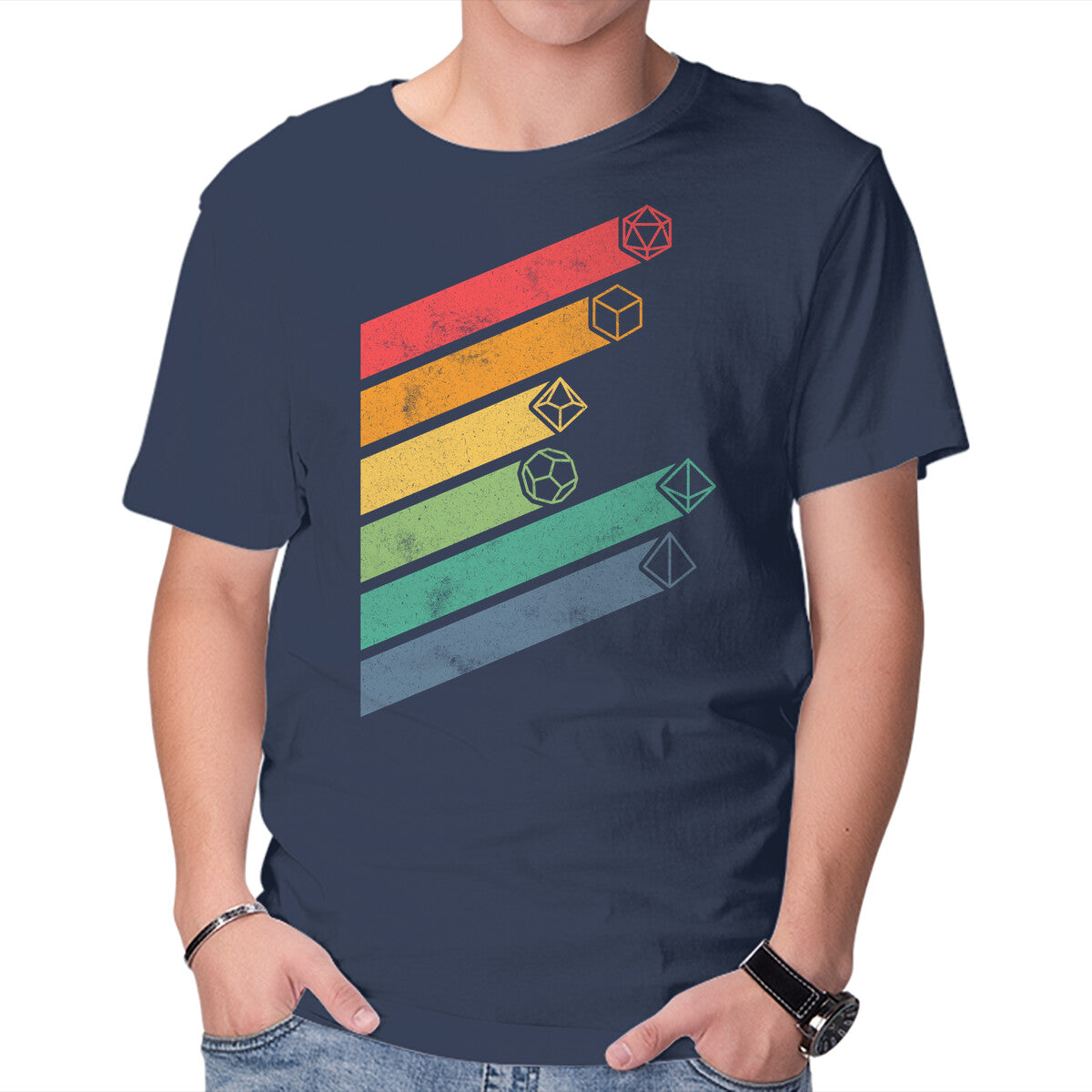 Unisex Crew Neck T-Shirt Dice Stripes Graphic Short Sleeve Casual Tee XL