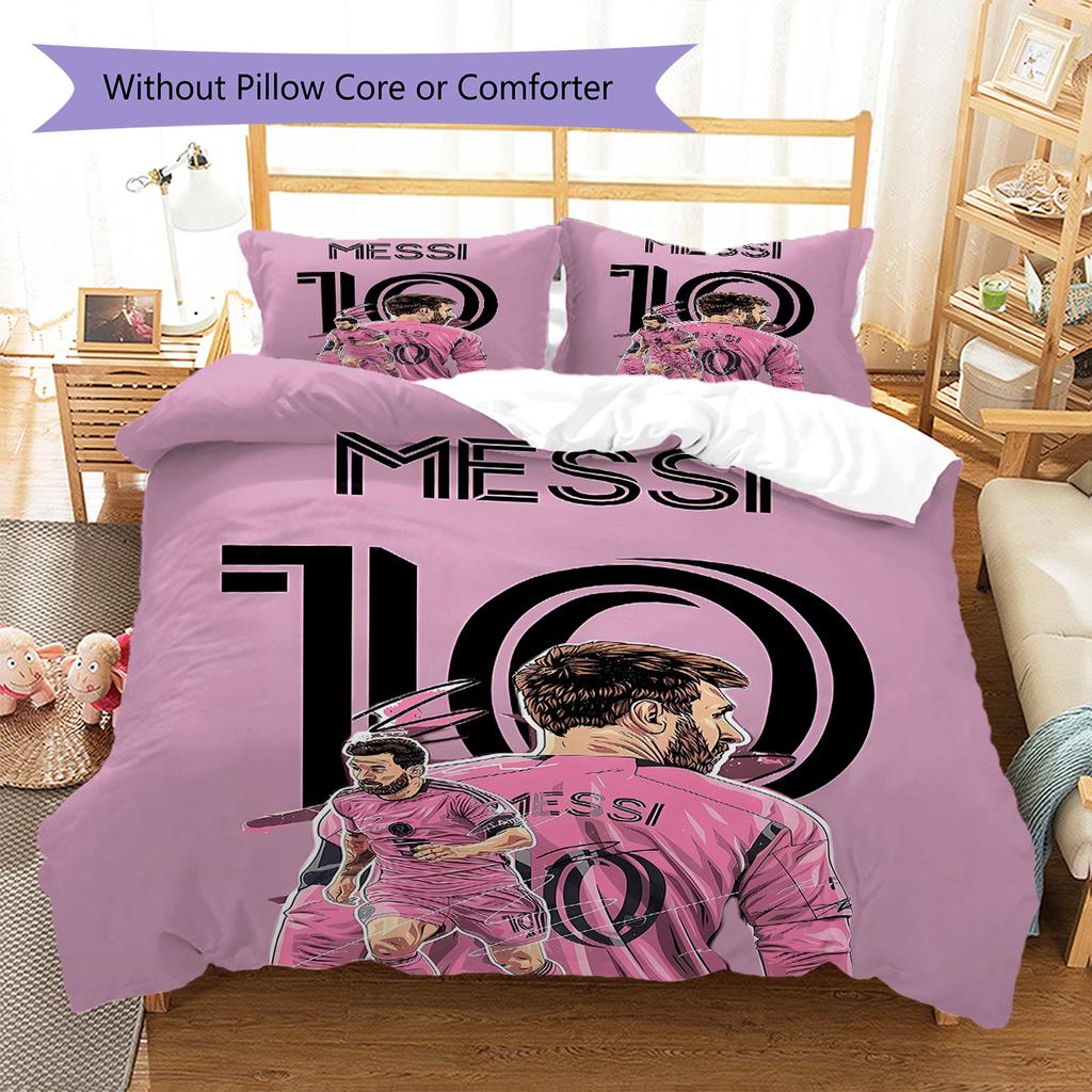 Messi Pattern Bedding,Quilt Set Quilt Cover Pillowcase Home Birthday Gift (1 * duvet cover + 2 * pillowcase, without core)