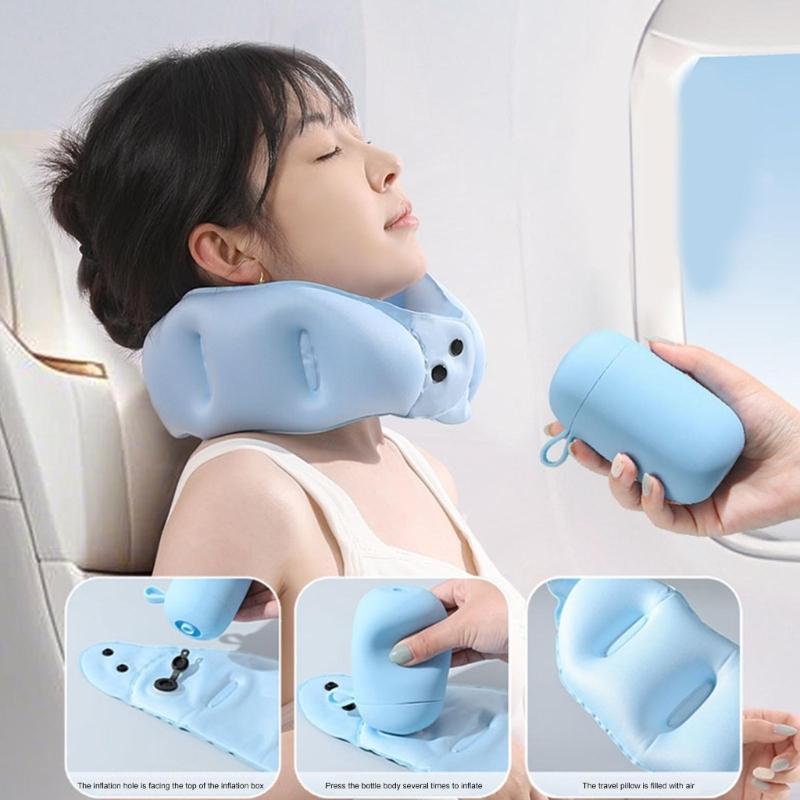 Inflatable Travel Neck Rest With Adjustable Air Volumes U Shape Contoured Suitable for Outdoor Activity
