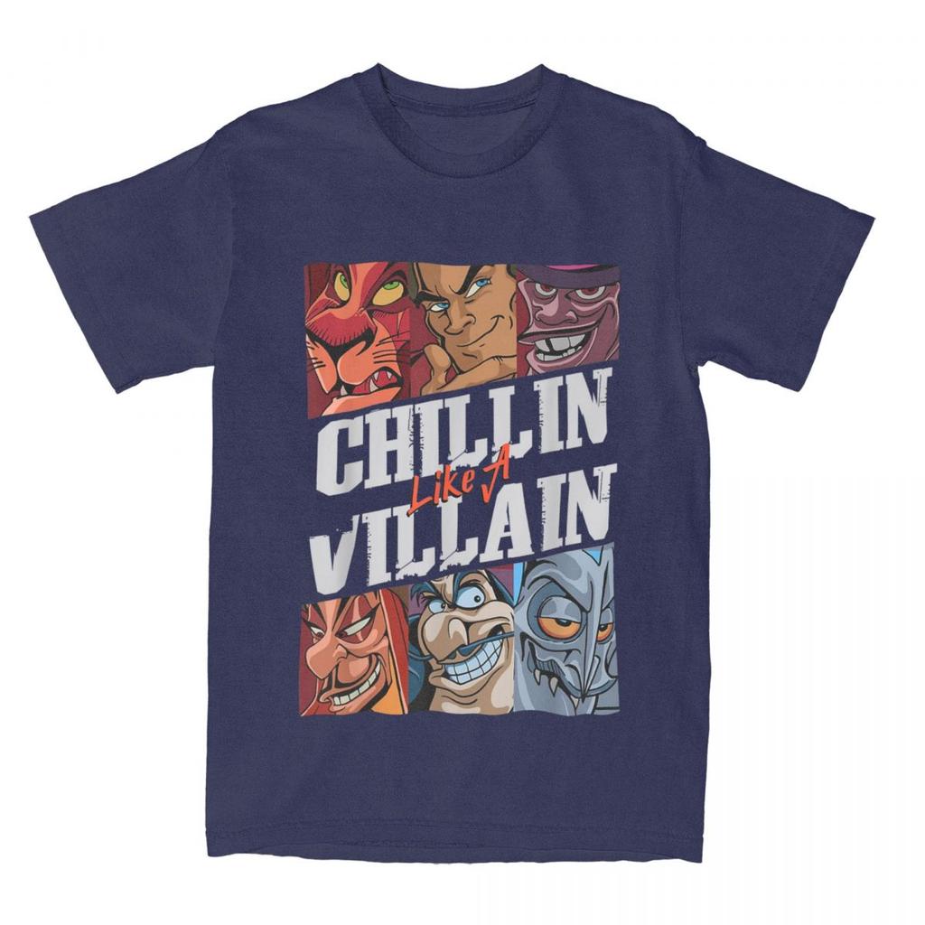 Villains T Shirts Chillin Like A Villain Group Portrait Vintage Tee Shirt Short Sleeve T-Shirt Cotton Gift Idea Tops
