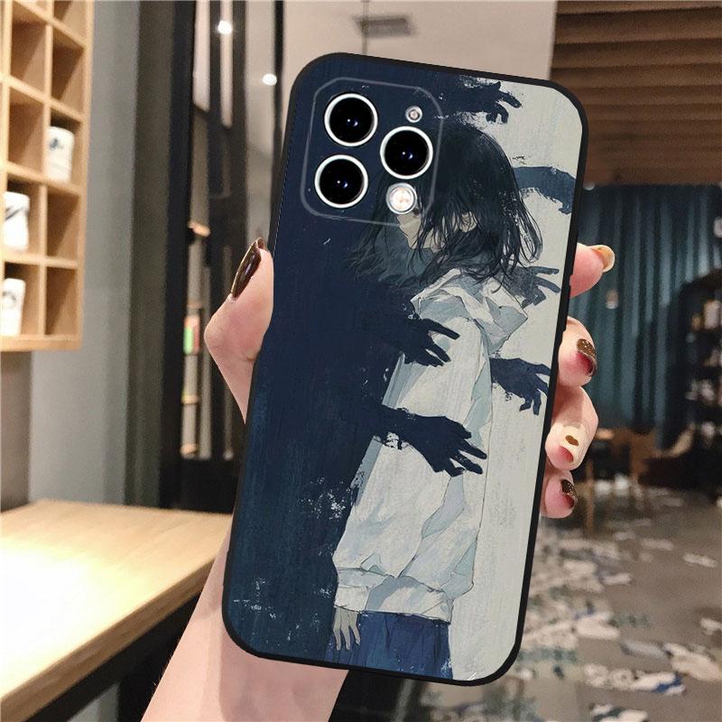 Phone Case Carcasa Funda For iPhone 17 Pro Max Air 16 15 14 13 Pro Max 15 16 Pro 15Plus Horror Anime Girl Case