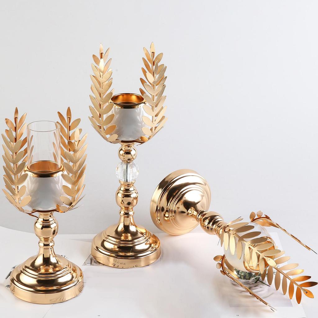 Candle Holder Gold Ornament for Dinner Wedding Desktop Anniversary Decoration