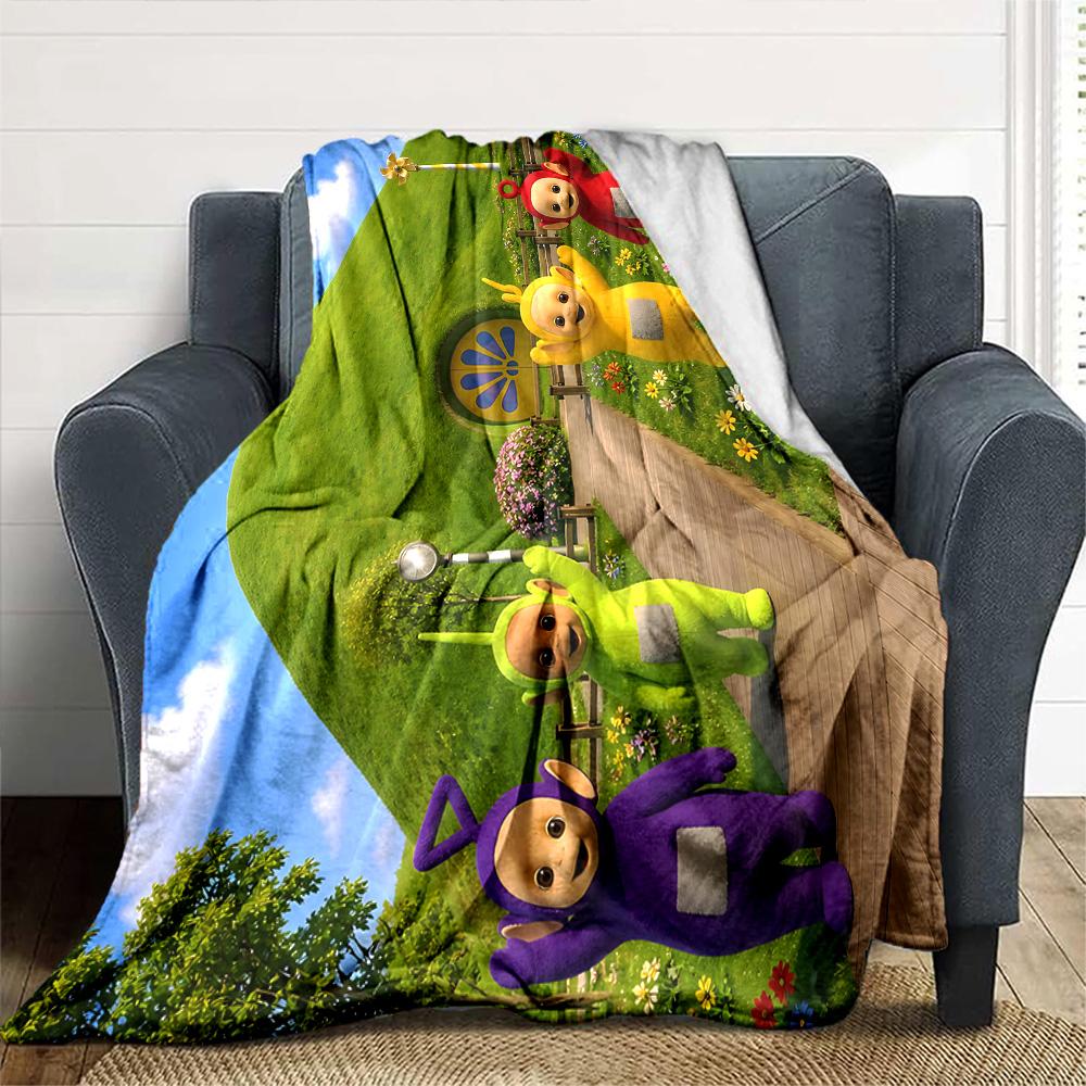 Teletubbies Garden Party Flannel Blanket Super Soft Warm Cozy Blanket for Sofa Bed Office Travel All‑Season Home Decor Gift