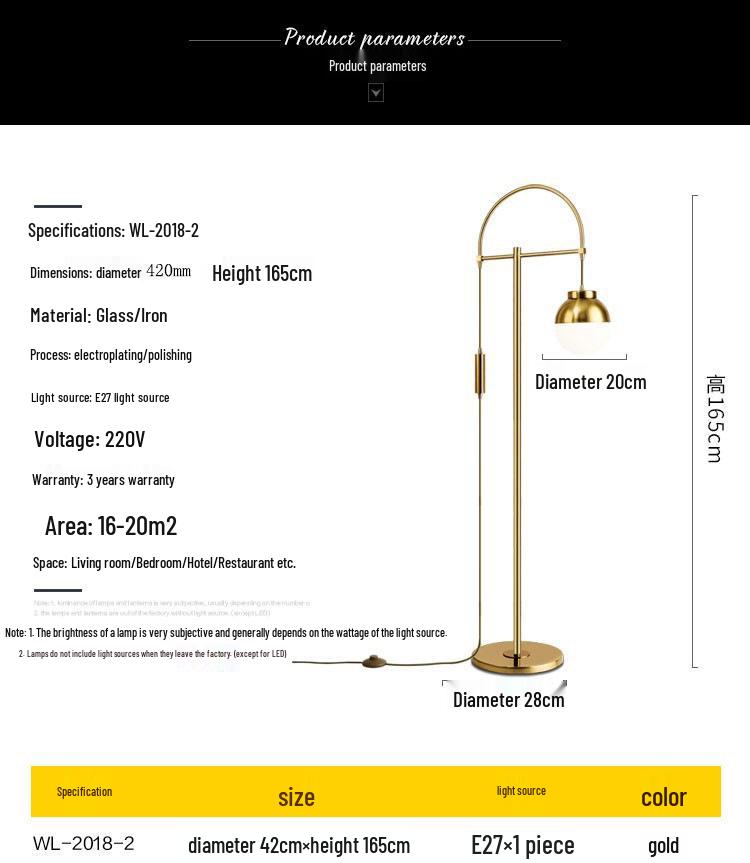 

Скандинавский Минималистичный Торшер для Рыбалки: Креативный Роскошный Торшер в Форме Круглого Шара для Гостиной, Спальни, Кабинета и Прикроватный для Защиты Глаз. Gold + 12W LED White Light