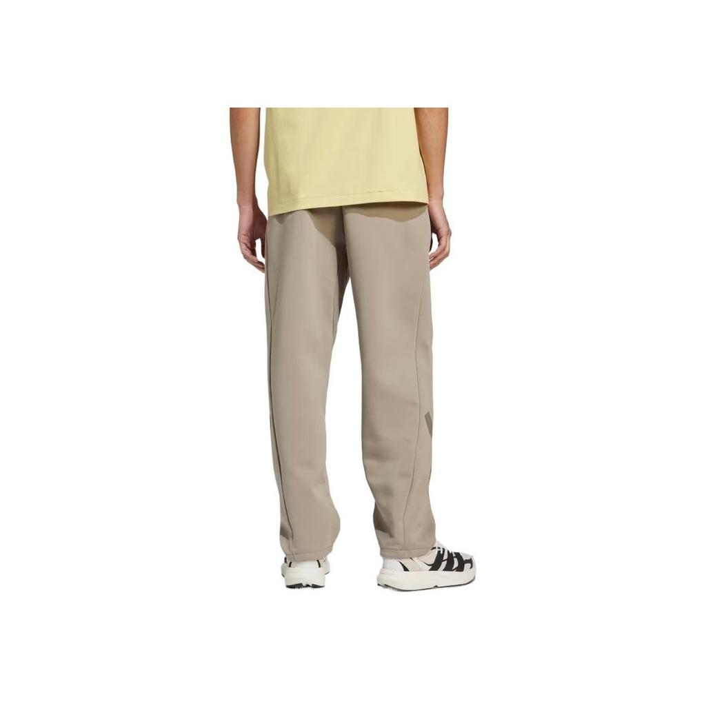 Adidas Primeknit Solid Color Logo Sports Skin-Friendly Loose Fit Straight Leg Casual Pants Men Bottoms Putty-Beige JC6716