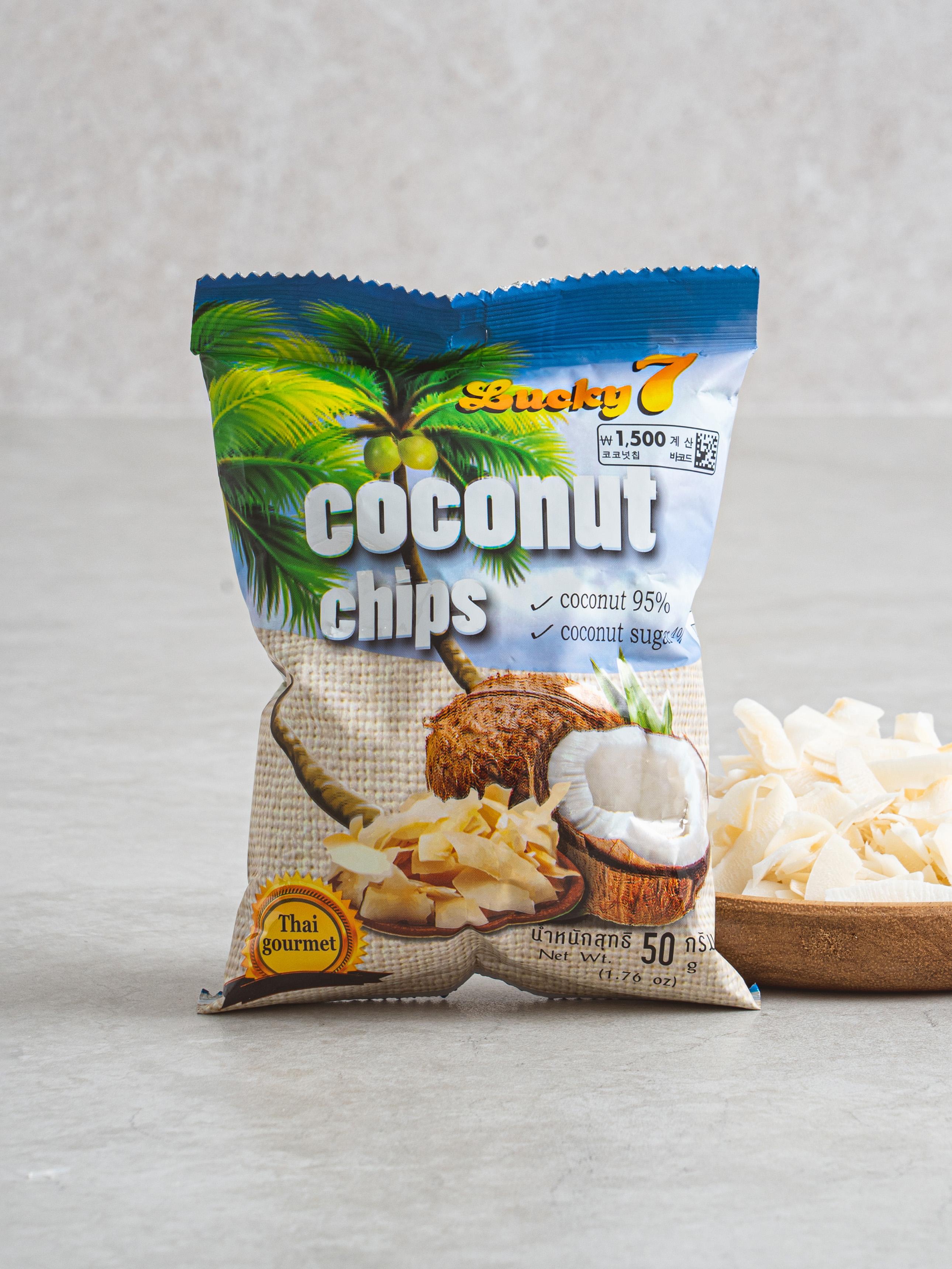 Хрустящие кокосовые чипсы, пакет 50 г 1ea