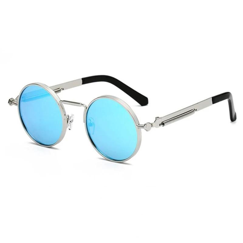 Retro Punk Spring Leg Round Sunglasses Men Metal Blue Myopia Lens Prescription Sun Glasses Women 0 -0.5 -0.75 To -6.0