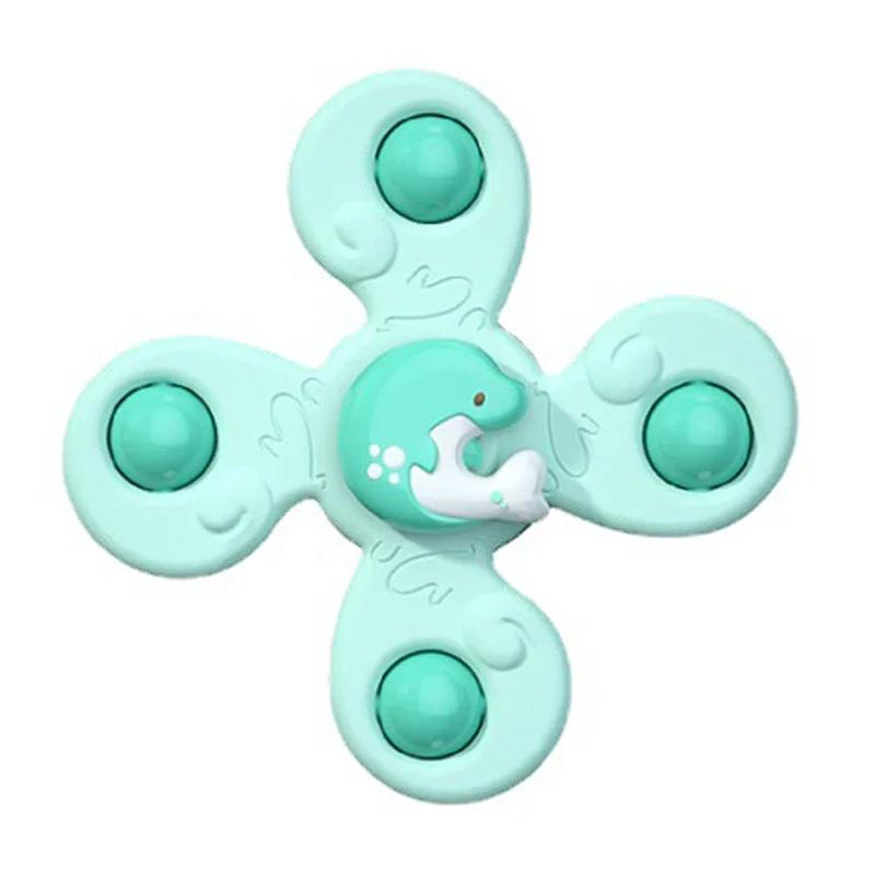 1PC Baby Cartoon Sea Animal Spinners Toy ABS Suction Cup Spinning Top Gyro Stress Reliever Kids Bath Toys