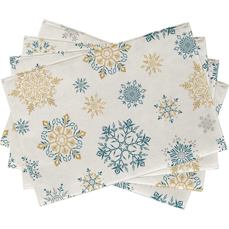 New Christmas Linen Square Placemat - Festive Party Tablecloth Decor, Beautify Coffee Table Mat.