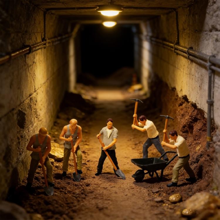 Highly Detailed 1:64 Miniature Construction Team Digging Scene Resin Model Upgrades Great for Collectors & Enthusiasts