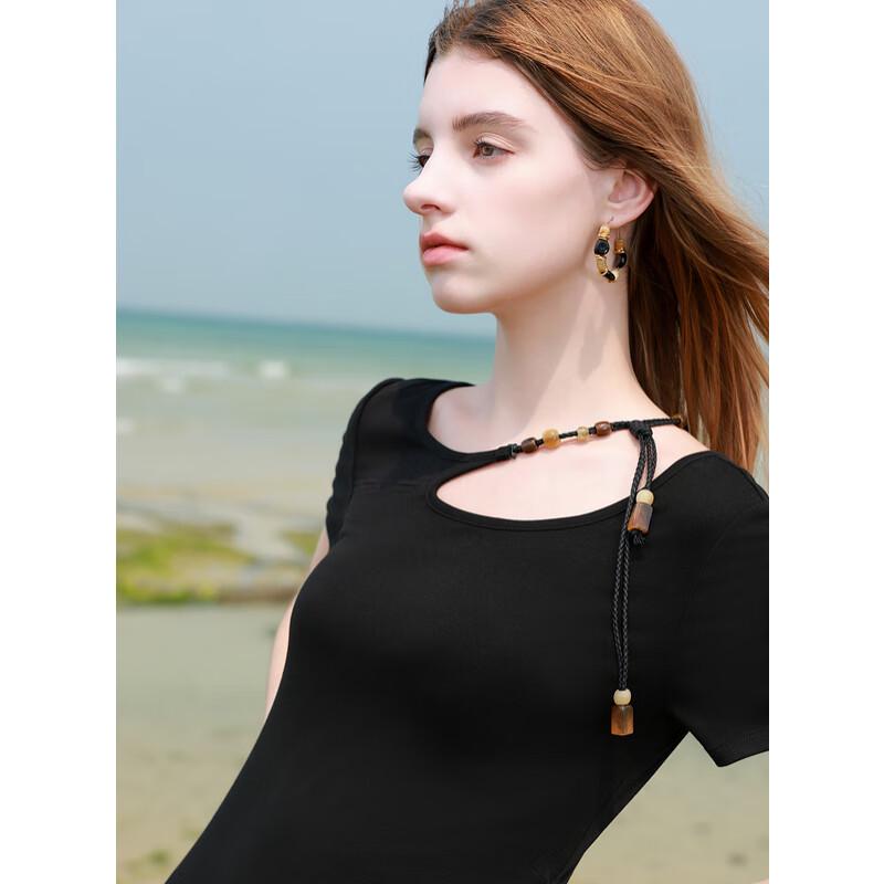 

Sancai Women s Beaded T-shirt Long Dress L 165/88A