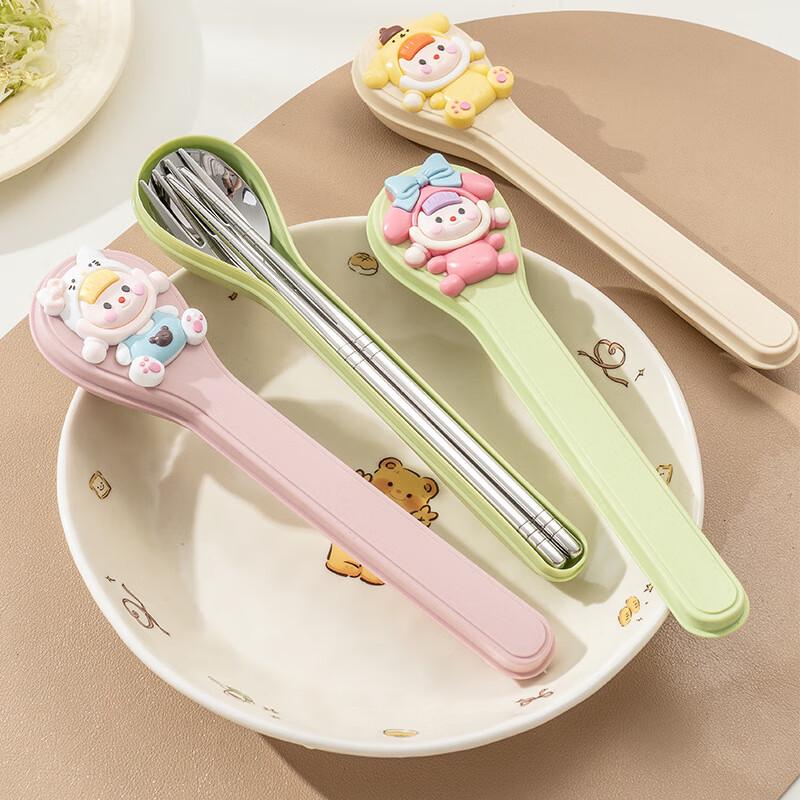 Changbaosen Portable Stainless Steel Baby Cutlery Set