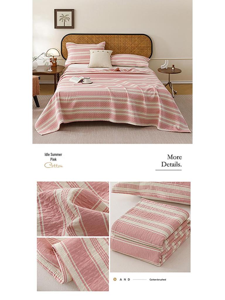 Striped Cotton Yarn-Dyed Three-Layer Gauze Quilt – Summer Cooling Blanket