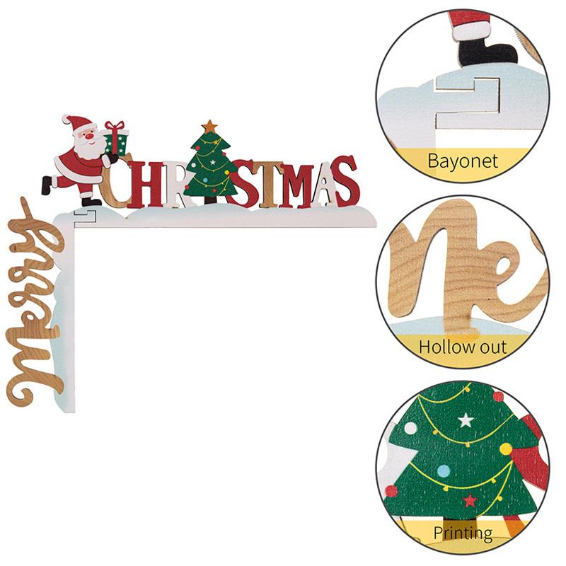 1Pc DIY Christmas Wooden Door Frame Corner Santa Claus Sign