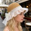 Bucket Hat High-Density Sunscreen Fabric Wide Brim Fisherman Hat Bowknot Lace-up Mesh Yarn Decor Travel Sun Hat
