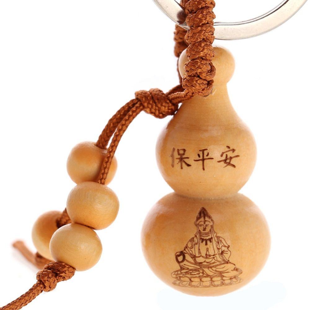 Car Key Ring Ornaments Bag Pendant Chinese Traditional Keychain Good Luck Gourd Peach Wood Keyring