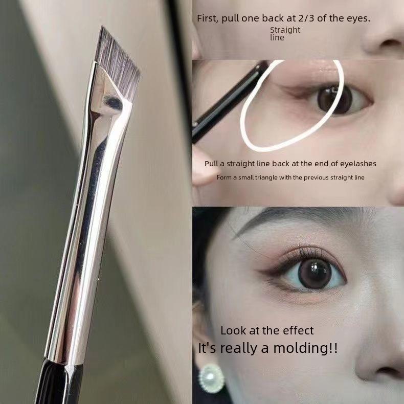 Abgewinkelter, flacher Eyeliner- und Seidenraupen-Detailpinsel – Augen-Make-up-Tool