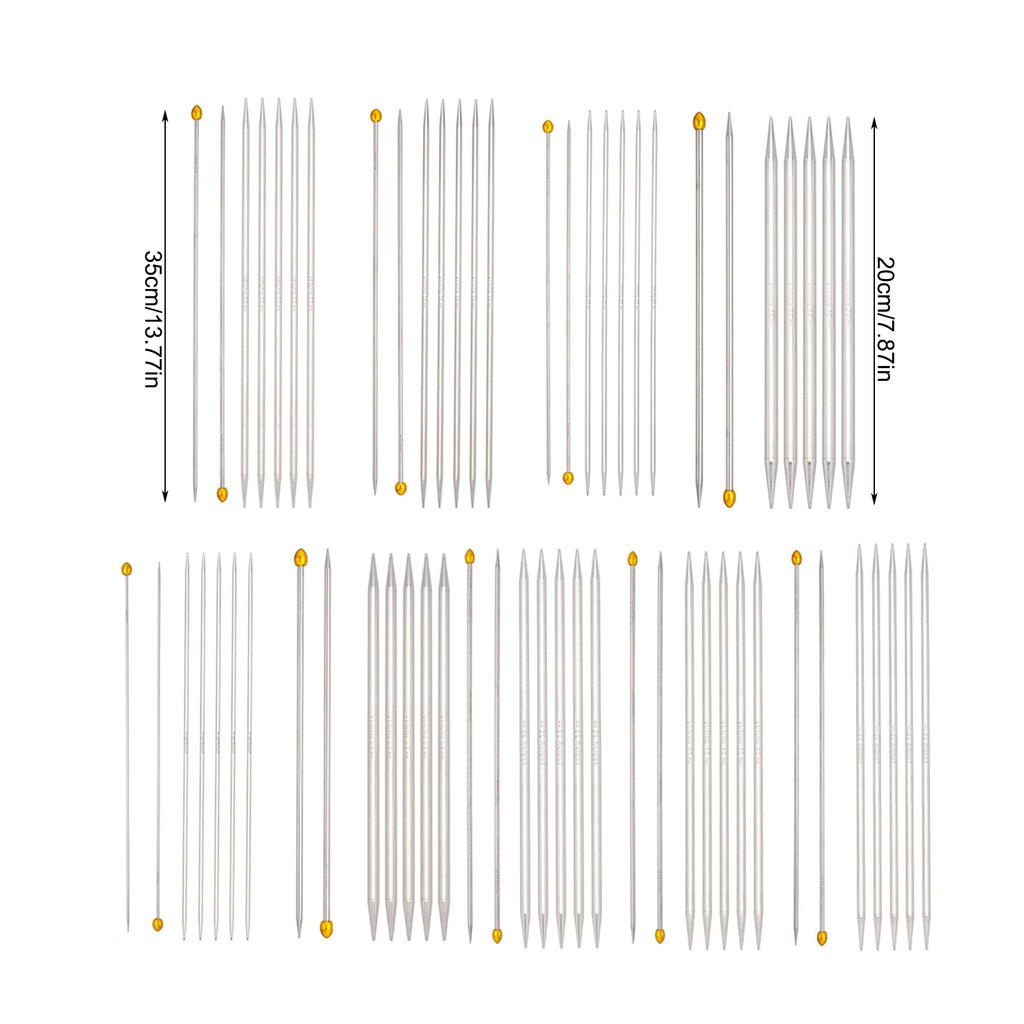 5Pcs Stainless Steel Double Pointed Knitting Needle with 2 Straight Single Pointed Knitting Needle for Beginner Knitting
