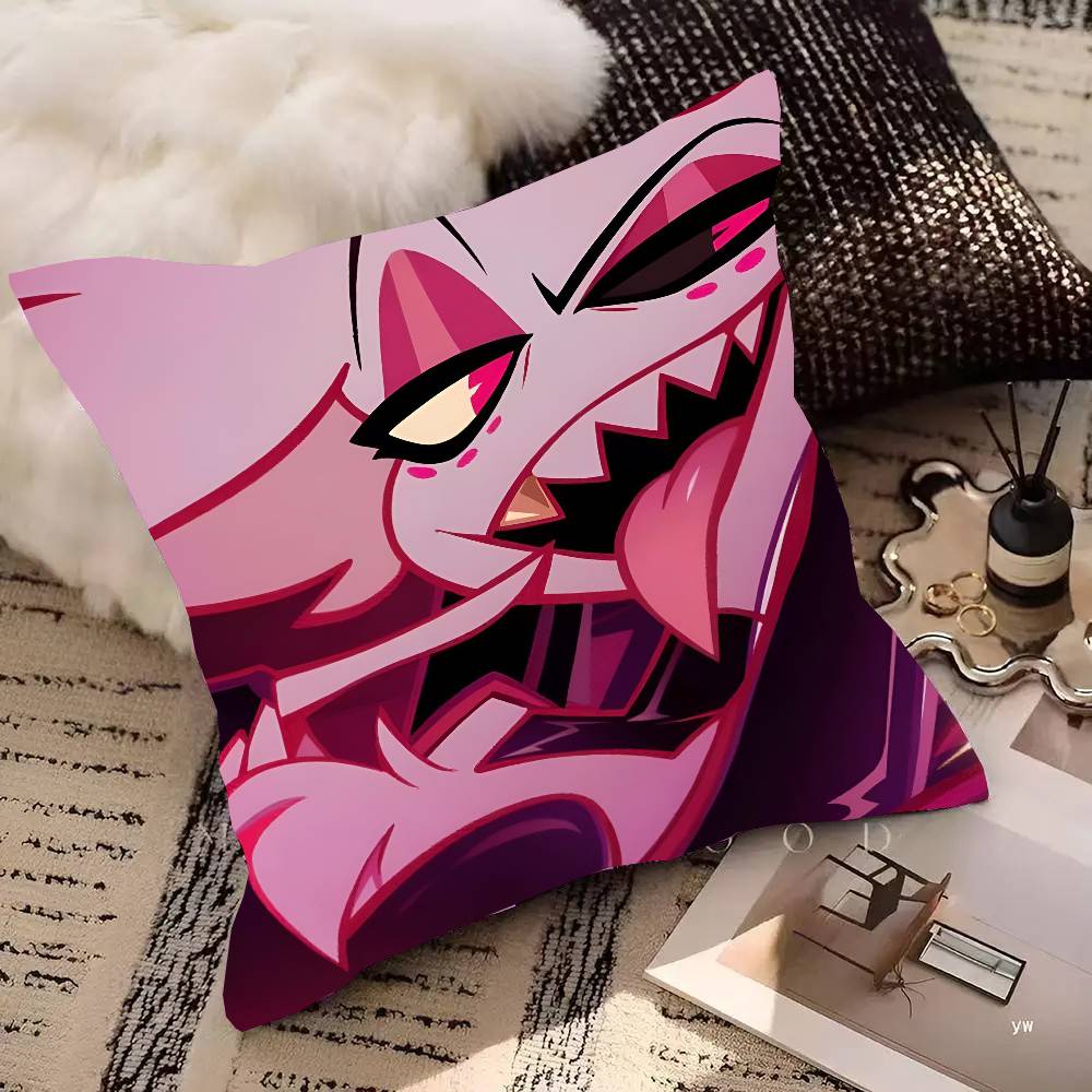 Winkelstaub H-Hazbin Hotel Anime Kissenbezug Quadratisches Kissen Schlafzimmer Sofa Freizeit Komfort Kissen Auto Heimdekoration