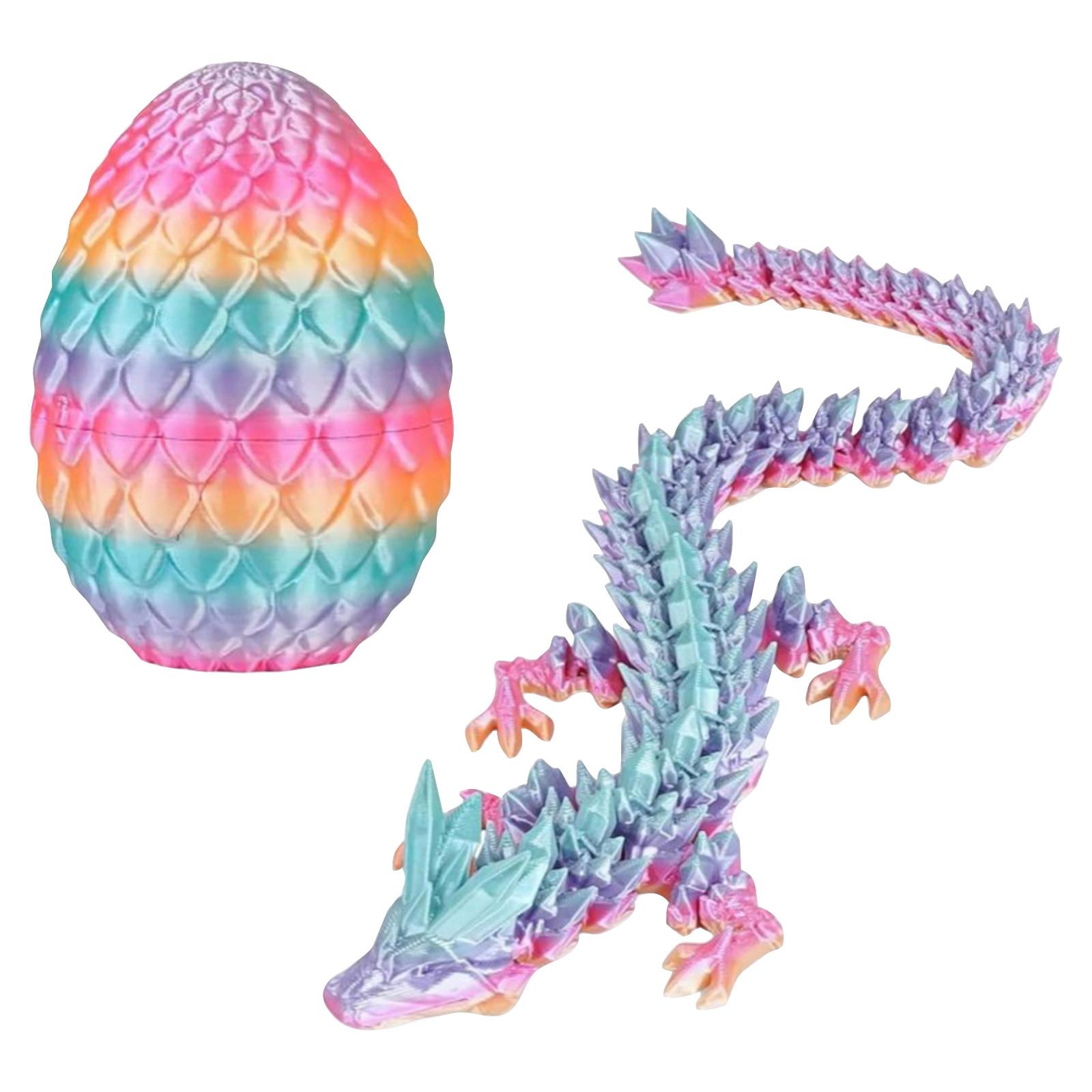 

3D Printed Dragon, 3D Printed Egg, Egg With Dragon Inside, Egg Toy, 12in Full Articulated Crystal 3D Dragon For Children s Day Gift & Birt One Size