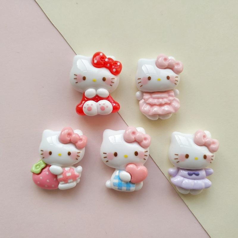 10/100PCS Cartoon bow cat resin jewelry accessories handmade DIY cream glue phone case hair clip water cup sticker material