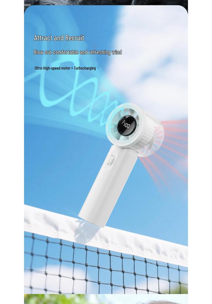 Compact High-Speed Handheld Electric Fan with Digital Display & Long Battery Life - Customizable Gift with Strong Wind Power for Outdoor Use