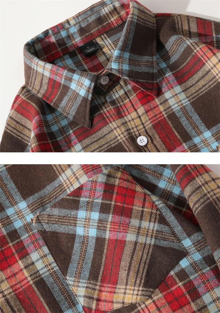 EIDEFE Long Sleeve Dress Plus Stylish Check Perfect for Outdoor and Size L Men's Button-Down Shirt, Size, Moisture-Wicking, Quick-Drying, Sweat-Stain