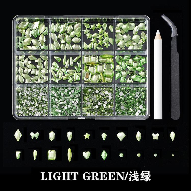 12-Grid Boxed Rhinestone Nail Art Flat Bottom Special-Shaped Diamond Nail Rhinestone Nail Art Jewelry Set