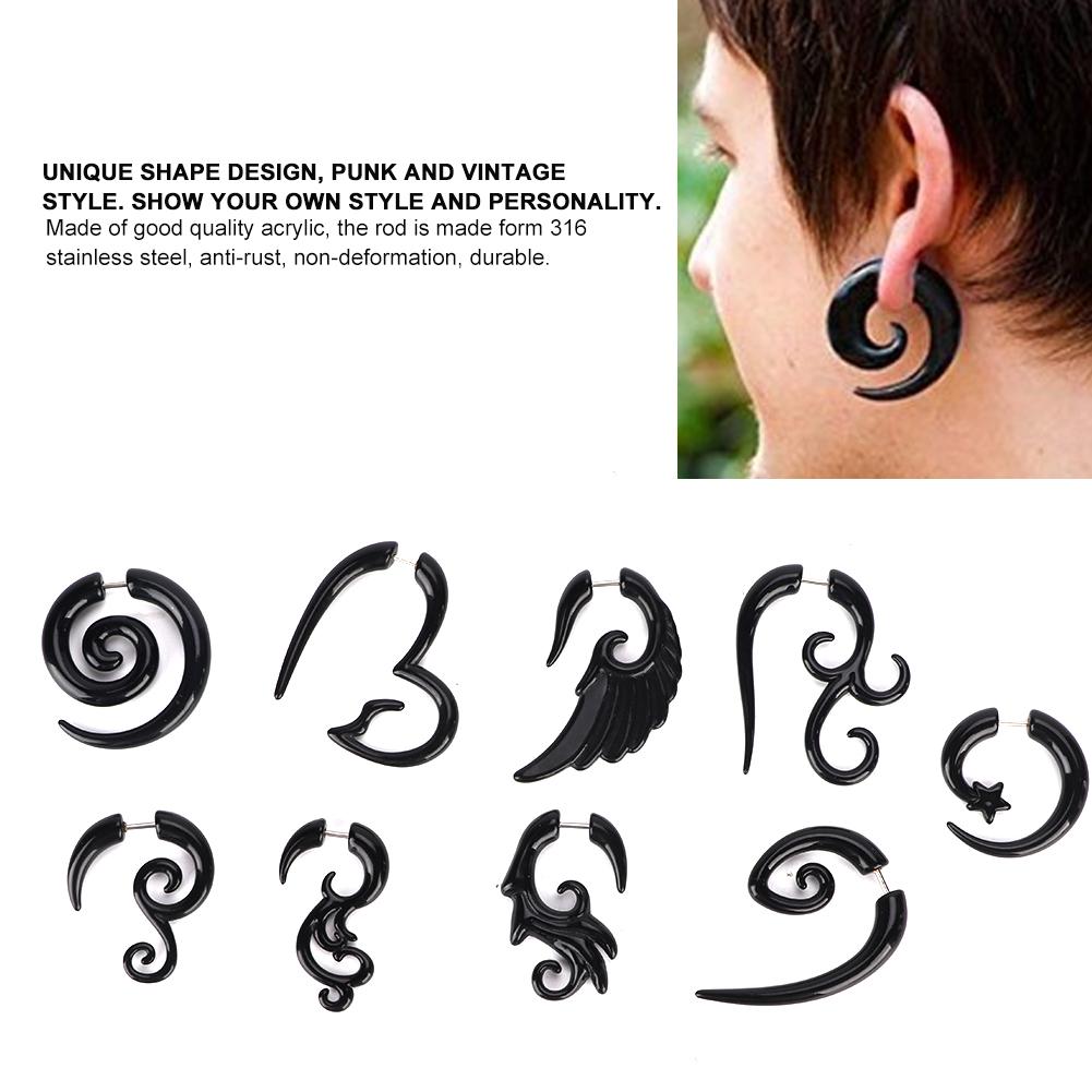9pcs / Set Acrylic Earrings Punk Style Ear Stud Piercing Jewelry