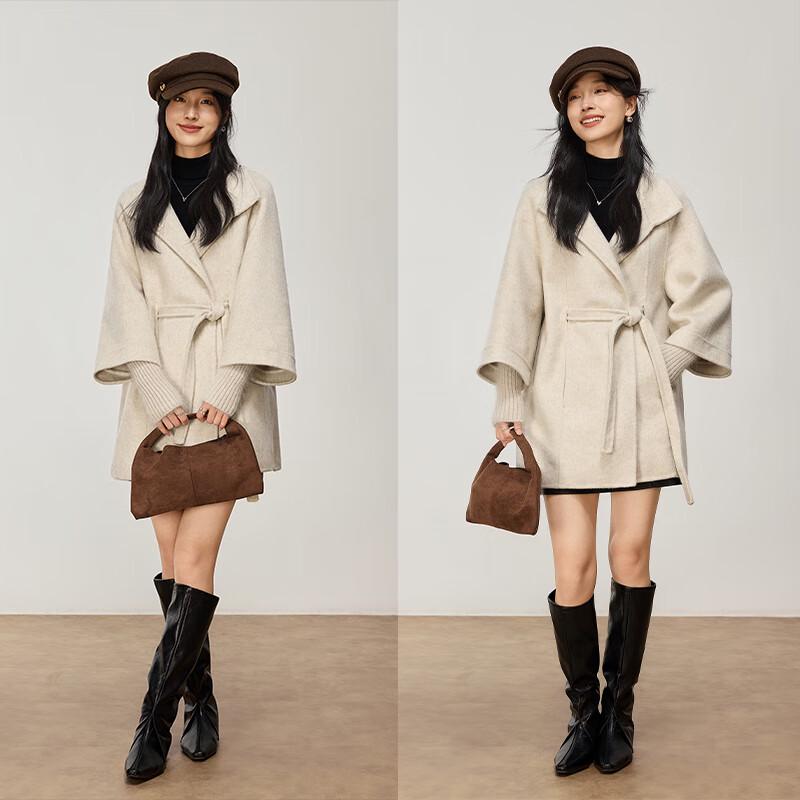 VICTORIA&VERA Women's Winter Alpaca Blend Knit Sleeve Cape Coat V9017D11