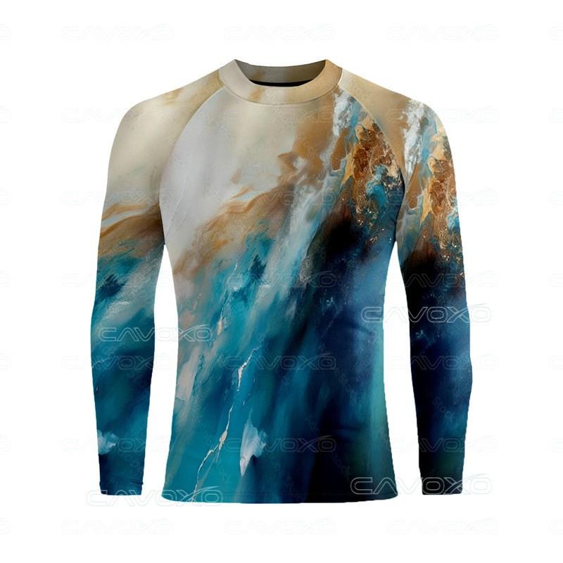 Colorful Long Sleeve Rash Guard UPF50 Sun Protection Top Surfing Diving Swimming