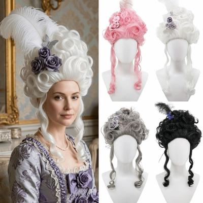 Rococo-style Vintage Court-style Voluminous Curls 18th Century Colonial Lady Wig  Halloween