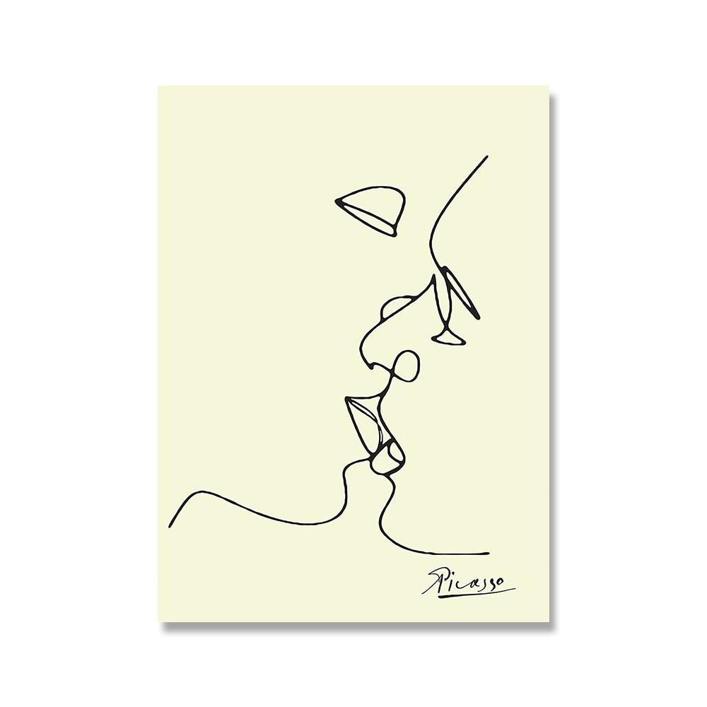 Picasso Kiss Abstract Figures Poster Blending In Face Wall Art Picture Prints Canvas Painting Living Room Decoration Home Decor