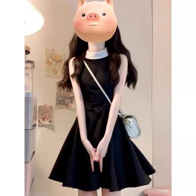 Hepburn Style Sleeveless Dress Women's Spring and Summer Inner Tie-up Waist Thin Thousand Gold Temperament Fluffy Short Skirt