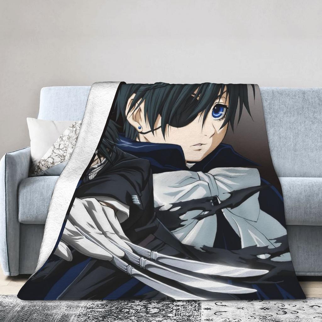 Sebastian Michaelis Ciel Flannel Blankets Blackbutlers Funny Throw Blankets for Home Hotel Sofa 150*125cm Bedspreads