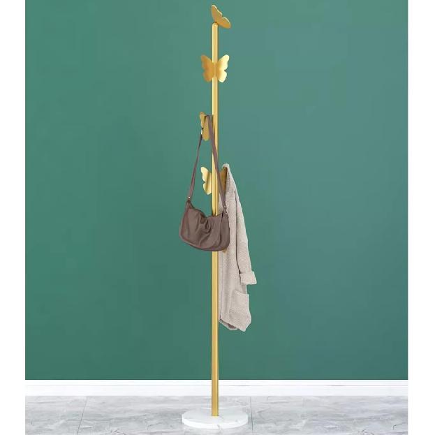 Garment Rack Metal Coat Rack With Marble Base, Free-standing Small Modern Coat Stand Tree With Butterfly-shaped Hooks, Save Space Coat Hanger For