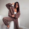 Damen Unifarbener Kapuzenpullover mit Reißverschluss und langen Ärmeln, Jogginghose mit Kordelzug, 2-teiliges Freizeit-Set, Streetwear-Outfit