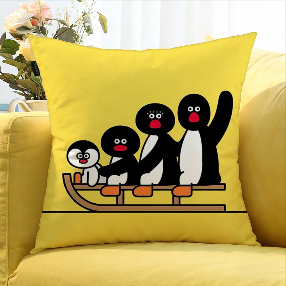 Cartoon Niedlicher Pingu Pinguin Verschiedene Größen Quadratische Kissenhülle für Auto Zuhause Schlafzimmer Dekor