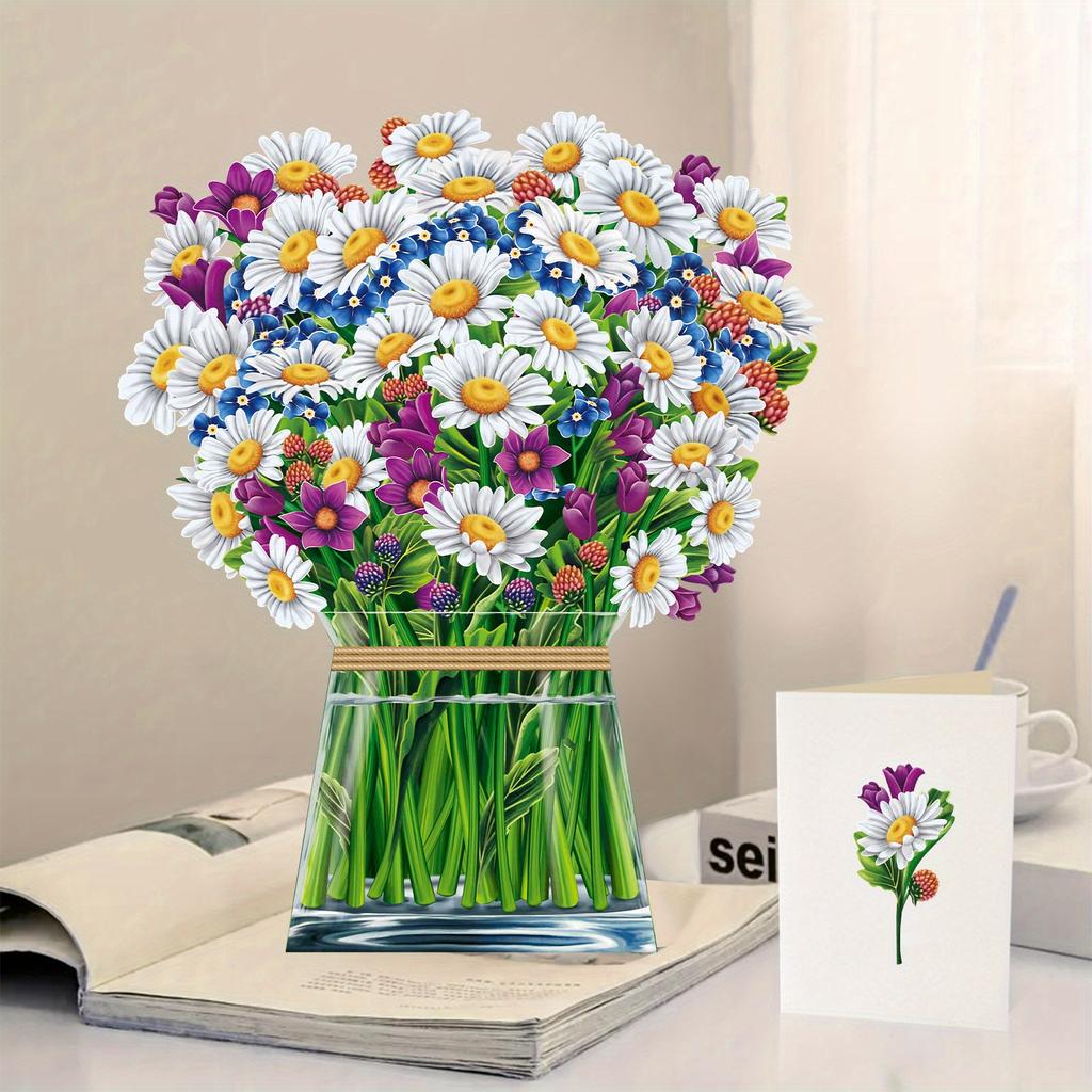 3D Pop-Up Blumenstrauß Grußkarte – Mit Umschlag, Für Geburtstag, Valentinstag, Muttertag