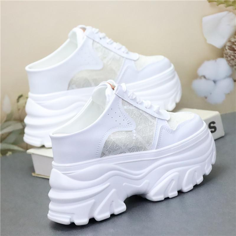 Fashion 10CM 12CM Platform Wedge Women Shoes Mules Genuine Leather Hidden Heel Women Summer Shoes Slides Sandals Slippers Spring Autumn