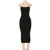 Women Spring Summer Spaghetti Strap Solid Color Slim Long Knitted Dress Ladies Sling Backless Party Dress