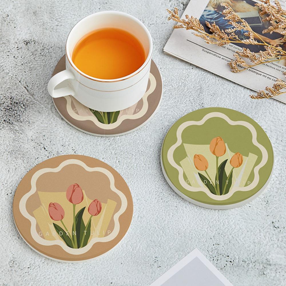 

3PCS Anti-oil Heat Insulation Pad Morandi Color Dining Table Mat Simple Mug Mats Office Round