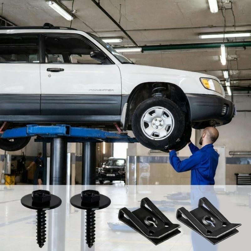 Universal Car Mudguard Fastener Stand Clip With Screw U Washer Rust Resistant Metal Bracket For Multiple Vehicle Models