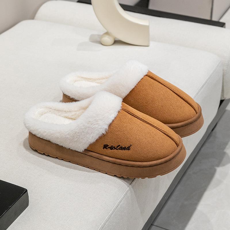 Women's High-Top Cotton Slippers, Winter Non-Slip Indoor/Outdoor, Thick Plush, Full-Wrap, Casual Warm Shoes