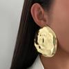 Ingemark Exaggeration Irregular Big Texture Round Stud Earrings Women Minimalism  Gold Color Metal Piercing Earring New Jewelry